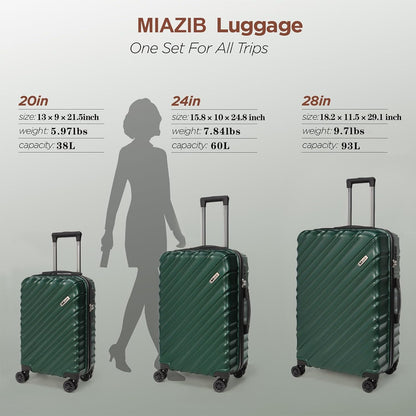Luggage Sets Suitcases with Wheels Suitcase set Hardshell Luggage sets Clearance Luggage sets with TSA Lock 20/24/28 Inch Luggage Lightweight Suitcases with Wheels (Jasper)
