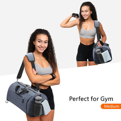 TOPDesign Gym Bag for Women & Men, Unisex Duffel Bag with Shoe Compartment & Wet Pocket for Travel Sports Gym (L Textured Blue)