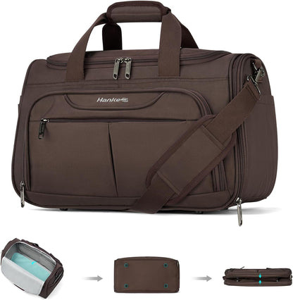 Hanke Underseat Carry On luggage Bags for Travel, Foldable Travel Bags for Women, Soft Lightweight Personal Item Travel Bag Small Carry On Bags for Airplanes, Travel Tote Bags for Women Men.（Coffee）