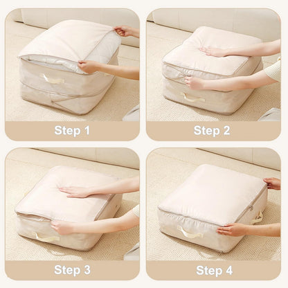 Ultra Space Saving Self Compression Organizer, 2025 New Large Capacity Storage Bag, Self Compression Heavy Duty Organizer for Comforters Blanket Bedding Duvet (Gray, Thin Version, X-Large, 21x17x24in)