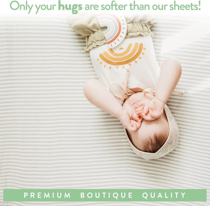 Pack and Play Sheets Fitted – Compatible with 4moms Breeze Plus Playard and Other Large Playpen Mattress – Snuggly Soft 100% Jersey Cotton – 2 Pack Play Yard Sheet Set for Boys & Girls