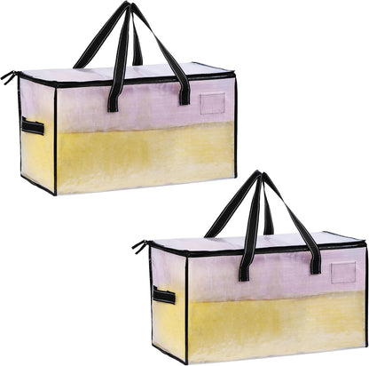 VENO 2 Pack Moving Bags, Comforter and Blanket Storage Bags for Closet, Moving Boxes, Boxes with Lids Alternative, College Dorm Packing Supplies, Foldable Heavy-Duty Tote with Window (Clear, 2 Pack)