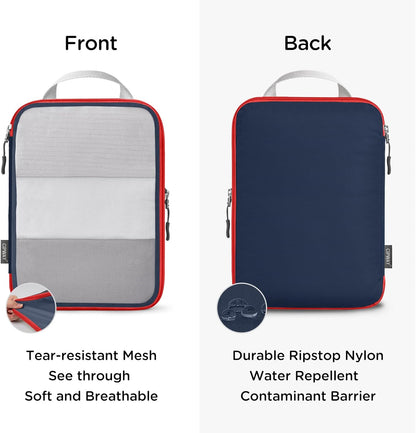 Cipway Compression Packing Cubes, See Through Mesh Luggage Organizer Bags, Travel Essentials for Carry on Suitcase with Laundry Bag and Clear Toiletries Bag（6 Pcs,Blue）