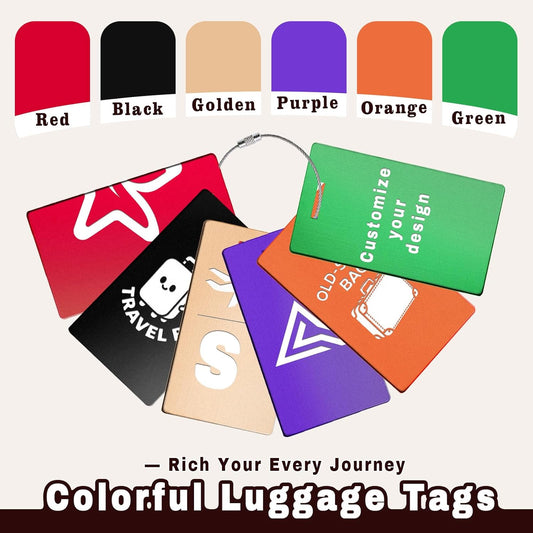 4PCS Personalized Luggage Tags for Travel Durable Aluminium Luggage Tags for Suitcases Custom Bag Tags for Backpacks Heavy Duty Personalized Name Tags for Birthday Gifts(Small,Purple)