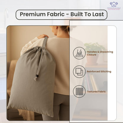 LFH Home Cotton Canvas Large Laundry Bag with Handle, Heavy Duty Drawstring Closure Washable Laundry Bags, School Travel, Home, Hotel, College Dorm, Organizer Sack, Toys Clothes 24x36 (Pack of 4)-Grey
