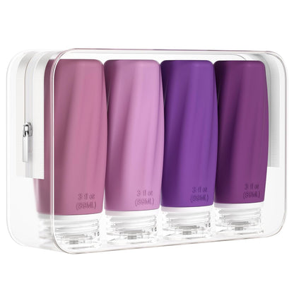 Morfone Travel Bottles for Toiletries, 3oz Tsa Approved Travel Size Containers Leak Proof Squeezable Travel Accessories Refillable for Shampoo Conditioner Lotion Liquids(Purple)