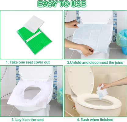 YGDZ Toilet Seat Covers Disposable, 110pcs Flushable Travel Disposable Toilet Seat Covers for Adults Kids Potty Training, Travel Essential Accessories for Airplane, Road Trips, Camping