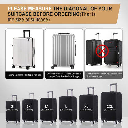 Travel Luggage Cover Suitcase Protector Scratch-Resistant Fit 19-31 Inch, Not Included Suitcase (Black, L(26-27inch))