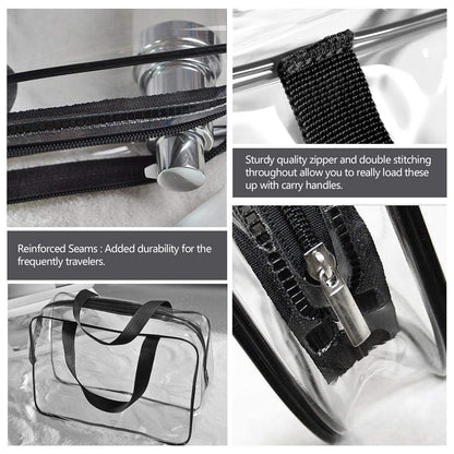 5Pcs Crystal Clear PVC Travel Toiletry Bag Kit for Women Men, Waterproof Vinyl Packing Organizer Storage Bags with Zipper Handle Straps, Cosmetic Pouch Carry on Airport Airline Compliant Bag Handbag