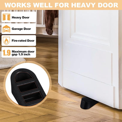 Frienda 6 Pack Large Door Stoppers Heavy Duty Rubber Stopper for Bottom of Door Wedge Stopper for Home Office (Black)