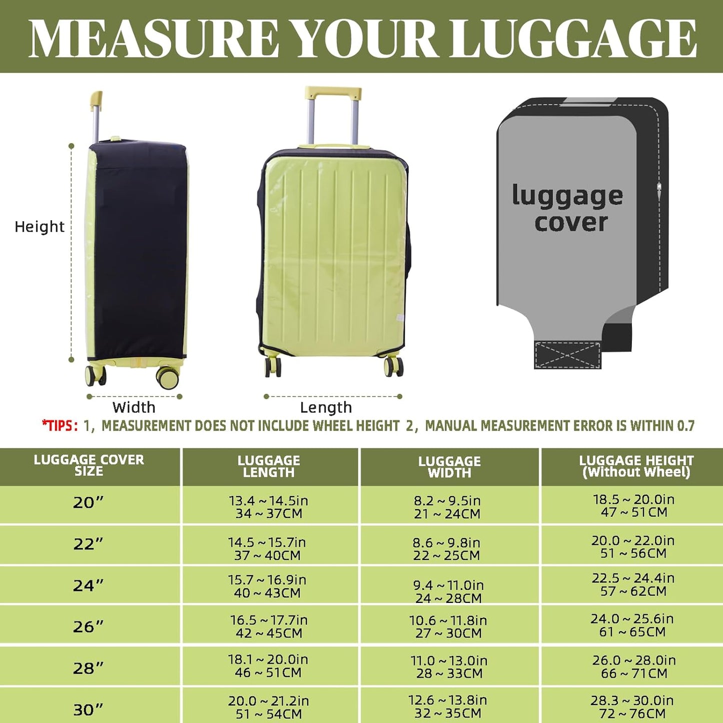 Clear Luggage Cover Protectors For Suitcases,Elastic Transparent waterproof PVC Suitcase Covers Protector Fit 20-30 Inch wheeled Luggage (28")