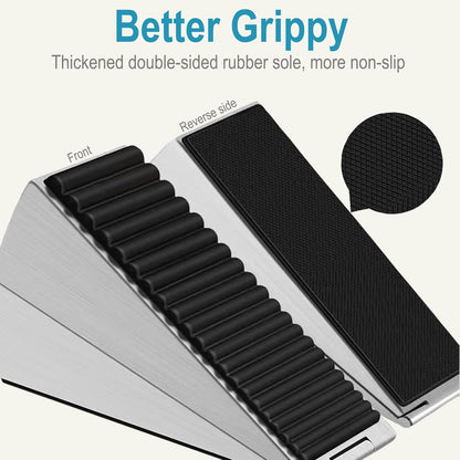 Spring Large Door Stopper - 2 Pack Heavy Duty Door Stopper Wedge, Tall Door Stoppers for Bottom of Doors, Door Stop Rubber Strong Grip, 3 Inche High Metal Doorstop Suits Any Heavy Door