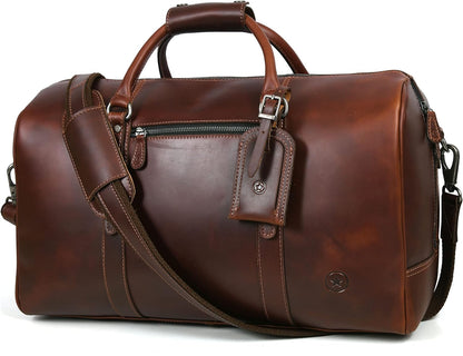 Leather Duffel Bag for Men & Women Travel, Weekend, Overnight, Gym Bag