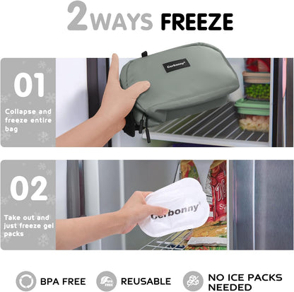 Small Cooler Bag Freezable Lunch Bag for Work School Travel,Leak-proof Small Lunch Bag,Small Insulated Bag For Kids/Adults,Freezer Lunch Bags,Freezable Snack Bag,Mini Lunch Bag Fit For Yogurt