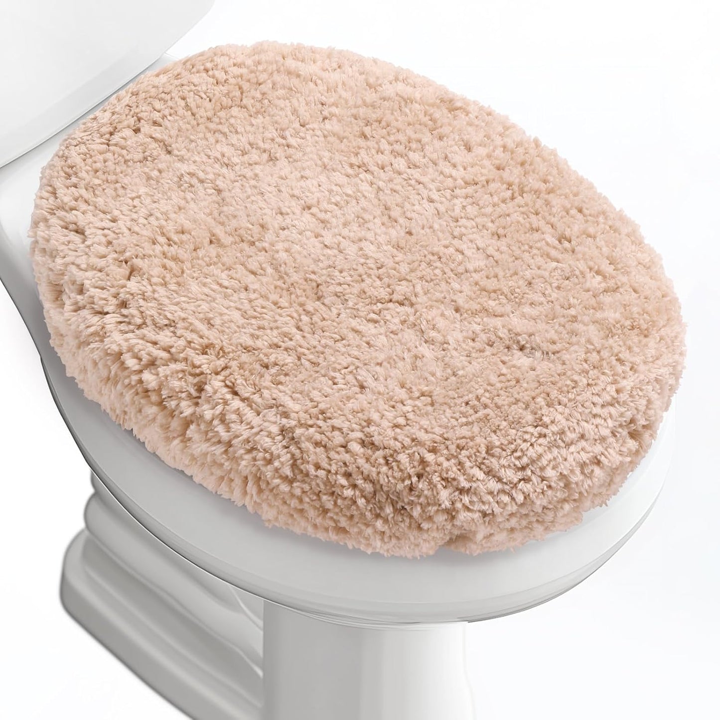 Microfiber Elongated Toilet Seat Cover 19.5"x 15" Machine Washable Solid Toilet Lid Cover Adjustable Rubber Backing Fits Most 18-19.5" L x 14-16" W Elongated Toilet Seat