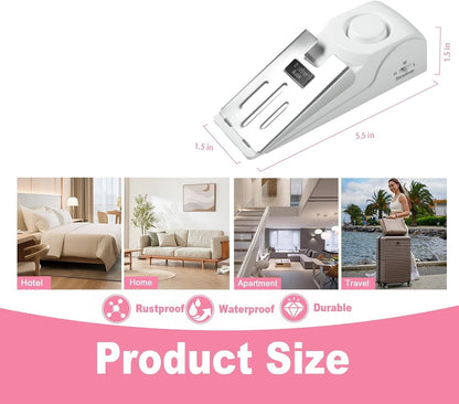Portable Door Stop Alarm, No Installation Required, Provides Security for Home, Hotel and Traveling(2 Pack Door Stop)