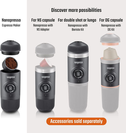 WACACO Nanopresso Portable Espresso Maker Bundled with Protective Case, Mini Travel Coffee Machine, Perfect for Camping, Travel Thanksgiving Christmas Coffee Present (Elements Lava Red)