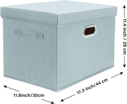TYEERS Large Storage Bins with Lids, Collapsible, Washable, Fabric Storage Boxes for Organizing, 17.3x11.8x11.4 inches, 5 Pack, Aqua Spring