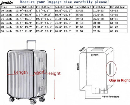 JenKin Luggage Protector Suitcase Cover PVC Waterproof Travel Suitcase Fits Most 20" to 30" (20" (13.8" L x 9.1" W x 20.9" H))