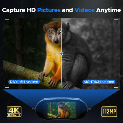 Night Vision Goggles - 4K Full-Color Night Vision Binoculars with 5000mAh Rechargeable Battery, 64GB TF Card for Saving Photos and Videos, 3-inch HD Screen, 18x Zoom, Suitable for Camping, Camouflage