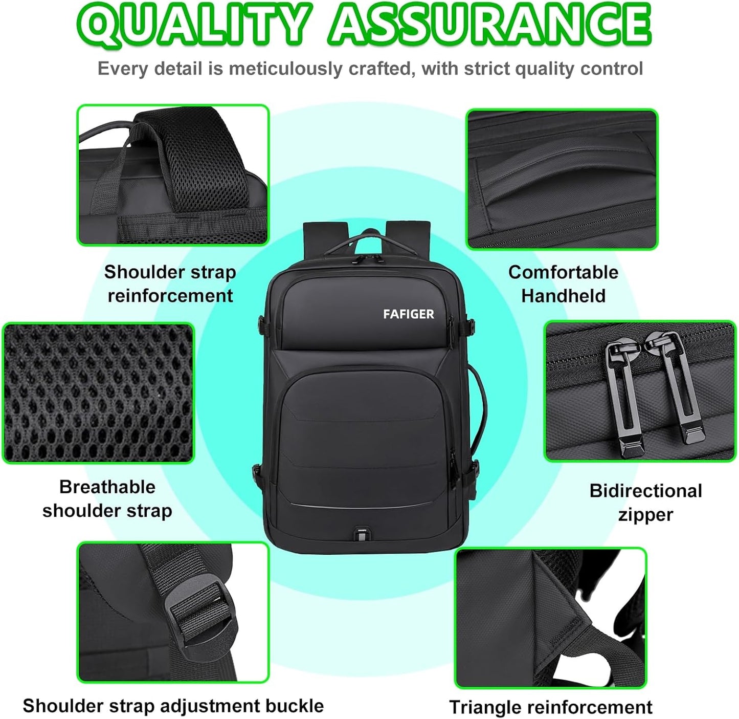 Travel Backpack for Men & Women - 40L Expandable Carry-On Backpack, TSA Approved 16 Inch Laptop, Weekend Outdoor Essentials, Airline Flight Approved, Black