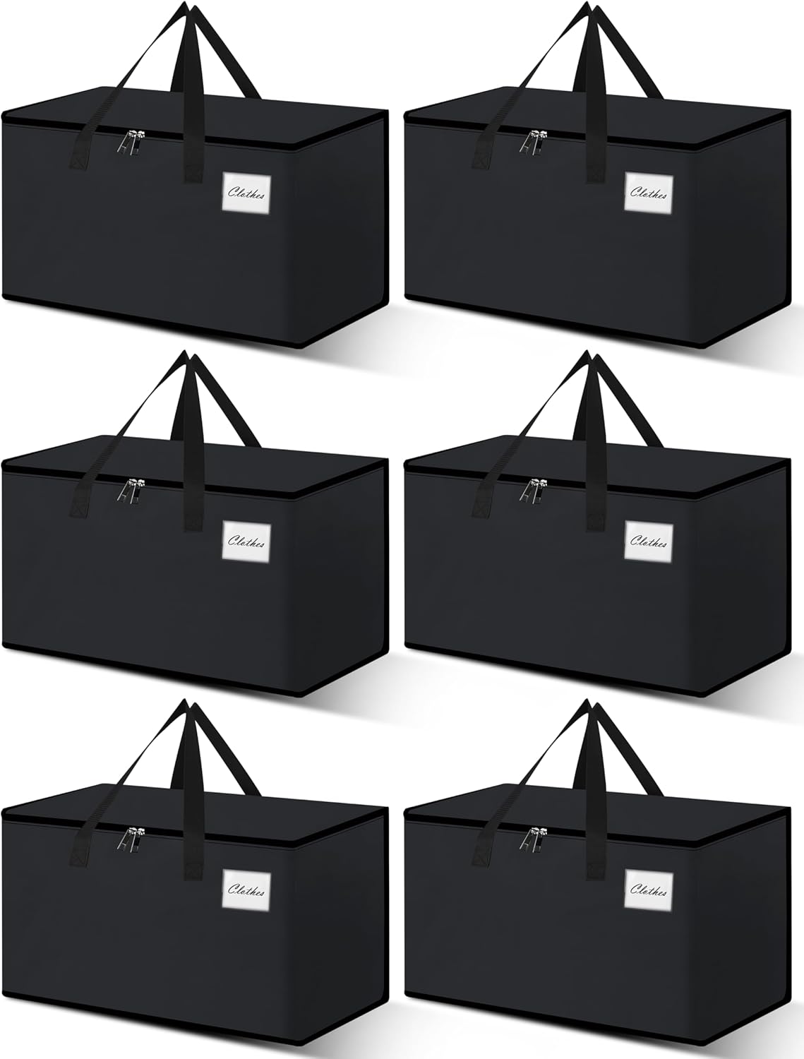 Heavy Duty Moving Bags - Extra Large Packing Bags and Storage Totes, Collapsible and Foldable Option for Moving and Storage, Black, 93 L - 6 Pack