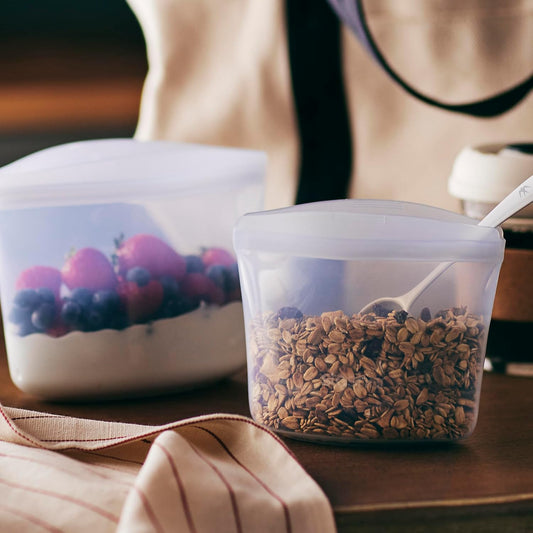Stasher Premium Silicone Reusable Food Storage Bags, 3-Pack, Clear, Multi-Use Food Storage Bags, Lunch Bag, Travel Containers, BPA Free, Leak-free, Dishwasher-Safe, Eco-friendly