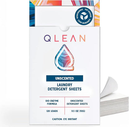 Laundry Detergent Sheets – Travel-Friendly, HE & Standard Washer Safe, Liquidless Laundry Soaps, Quick-Dissolving Formula, Skin-Friendly (120 Loads, Unscented)