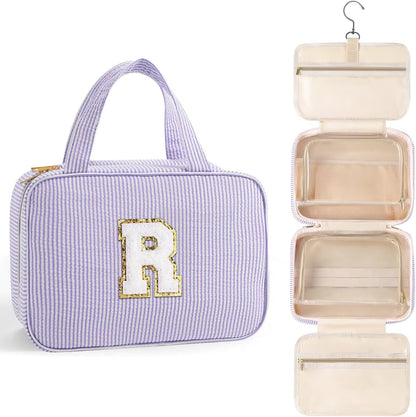 TOPEAST Travel Toiletry Bag Initial Makeup Bag for Teen Girls - Birthday Gifts for 7 8 9 10 11 12 13 14 15 16 17 18 Year Old Girls, Teen Girl Gifts Trendy Stuff - Letter R, Purple