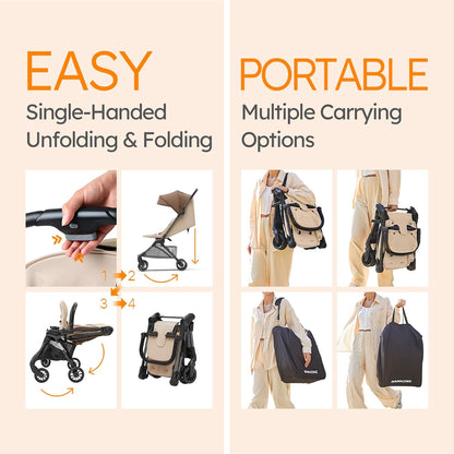 MAMAZING Ultra Air X Travel Stroller - Ultra-Lightweight Under 10 lbs, Carbon Fiber Frame & Airplane Friendly, Lightweight Stroller with Reclining Seat, UPF 50+ Canopy & Travel Bag