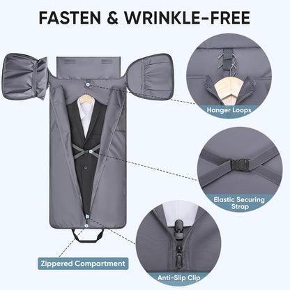 BALEINE Convertible Garment Bag with Shoe Compartment, 2 in 1 Carry on Garment Duffle Bags for Travel, Suit Bag for Men Women (Navy)