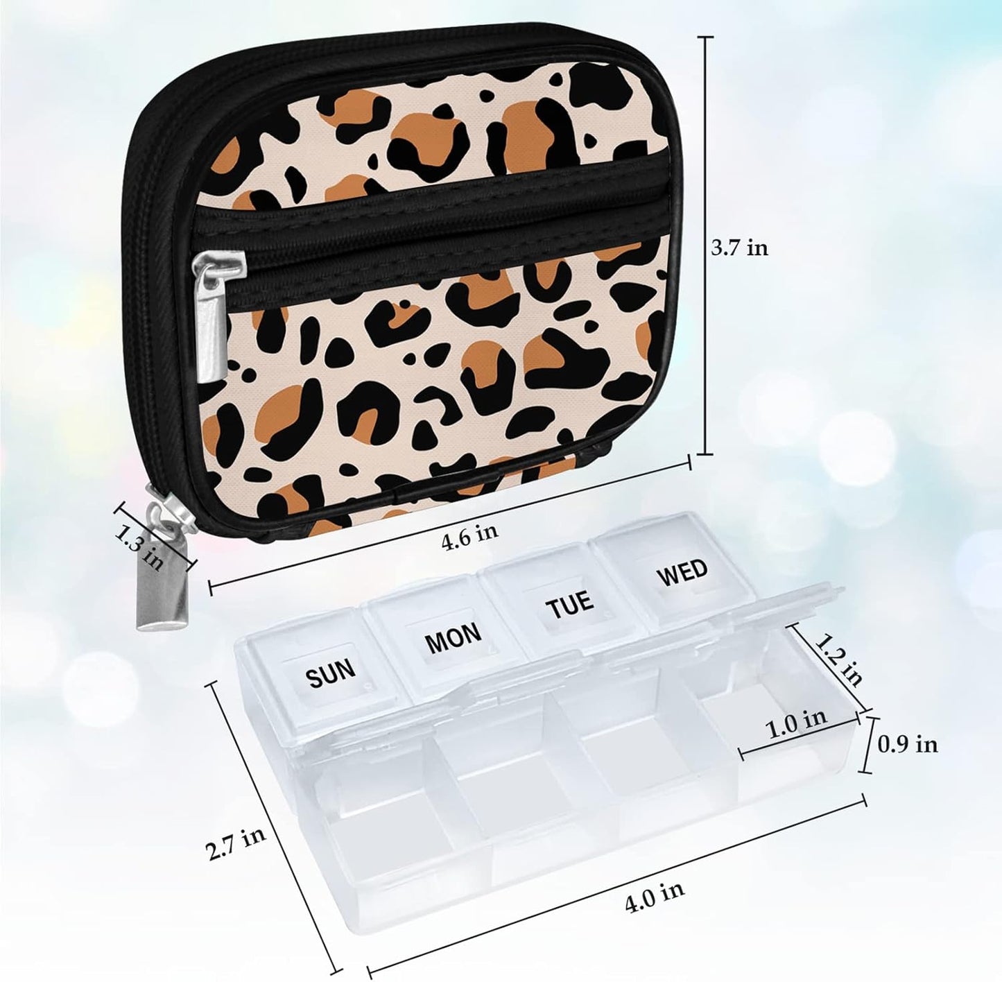 Serfeymi Weekly Travel Pill Organizer Pill Case for Purse with Removable 7 Day Pill Box, Fashionable Travel Medicine Organizer Pill Container for Medicine, Vitamin, Supplement - Brown 02