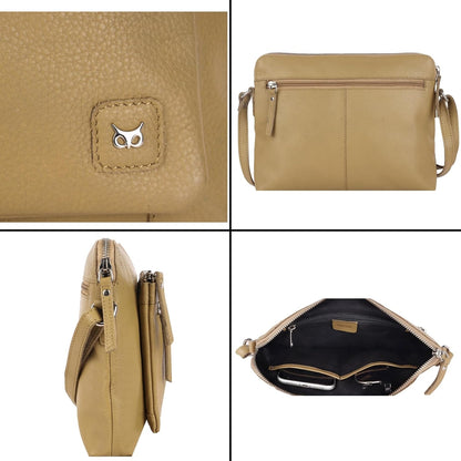 Wise Owl Accessories Small Soft Pebbled Real Leather Crossbody Handbags Purses Sling Crossover Shoulder Bag