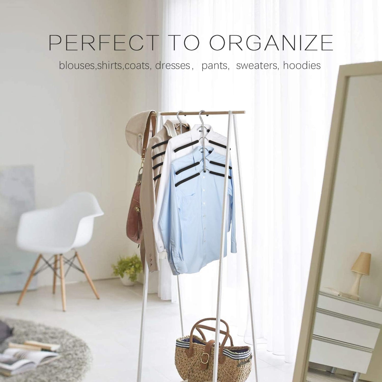DOIOWN Blouse & Shirt Hangers - Non Slip Space Saving Stainless Steel Closet Organizer (4)