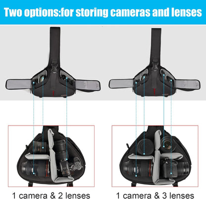 CADeN Camera Bag Sling Shoulder Bag Camera Case Waterproof with Rain Cover Tripod Holder, Compatible for DSLR/SLR Cameras (Canon Nikon Sony Pentax) and Accessories Shoulder Camera Bag
