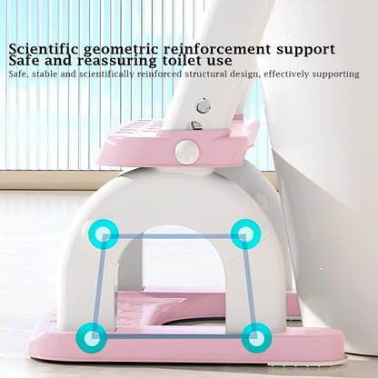 Potty Training Seat Upgraded 2-in-1 Potty Toilet for Kids Boys and Girls, Adjustable Step & Seat Height with Splash Guard Anti-Slip Pad Step Stool(White and Pink)