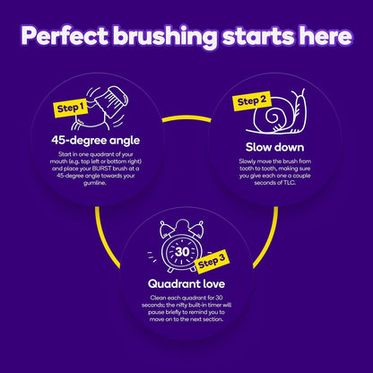 Burst Original Sonic Electric Toothbrush for Adults (Black) | Soft Bristle Deep Clean Stain & Plaque Removal | 3 Modes: Teeth Whitening, Sensitive & Massage
