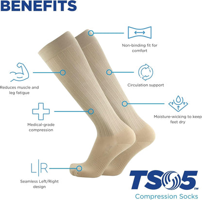 Medical Grade Compression Socks for Men & Women 15-20 mmHg by OrthoSleeve (Purple w/Stripes, Small)