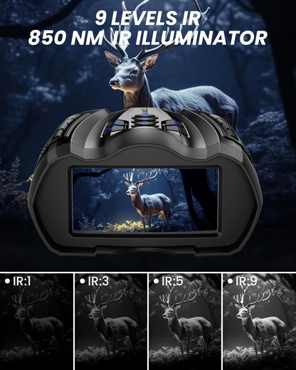 Night Vision Goggles, 4K Binoculars with Camera, 3.5" HD Display and 32GB TF Card, 9 Gear Night Vision, 10X Digital Zoom, 4000mAh Battery Nightvision