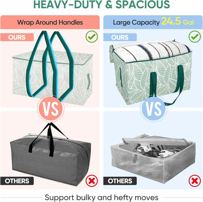 BALEINE 2-Pack Oversized Moving Bags with Reinforced Handles, Heavy-Duty Storage Tote for Clothes, Moving Supplies (Antique Folidage, 2-Pack)