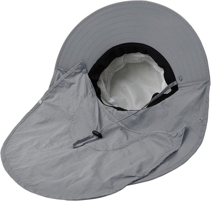 Sun Hat for Men Women with Neck Flap,UPF 50+ UV Protective Hiking Fishing Hats,Wide Brim Sun Hat for Women&Men
