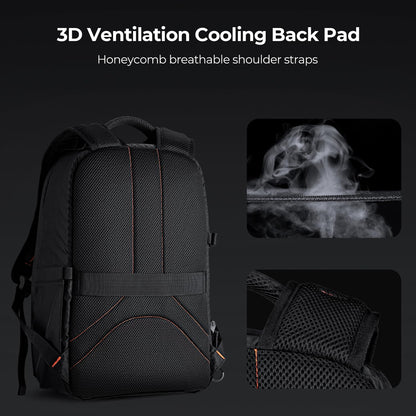 K&F CONCEPT Camera Backpack for Photographers Large Waterproof Photography Camera Bag with Laptop/Tripod Compartment for Men Women Black Orange