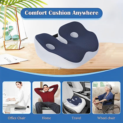 Seat Cushion, Seat Cushion for Sit Bone and Back Pain Relief, Butt, Tailbone, Hip, Hamstring, Posture Support - Memory Foam Comfort Ischial Tuberosity Pillow (Black)
