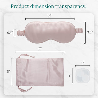 Mulberry Soft Silk Eye Mask for Sleeping with Ear Plugs & Luxury Bag - Cooling Night Eye Covers Sleep Face Mask for Women - Blindfold Travel Eye Mask Blocking Out Light - Black