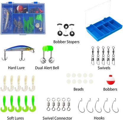 Aventik Kids Fishing Pole - Kids Fishing Starter Kit - with Tackle Box, Reel, Practice Plug, Beginner's Guide and Travel Bag for Boys, Girls