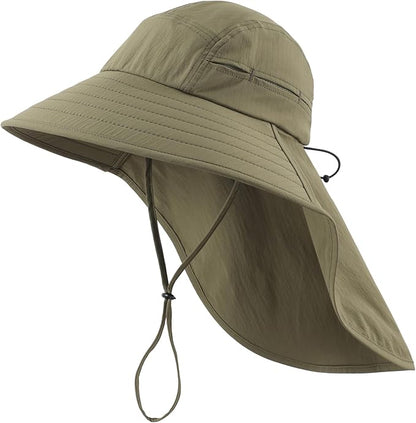 Home Prefer UPF 80+ Sun Hat for Men Women Wide Brim Sun Hat with Neck Flap Summer Safari UV Protection Gardening Fishing Hat