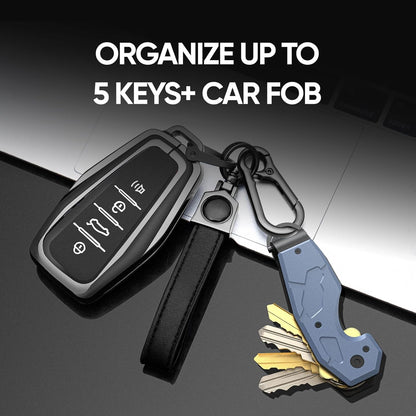 Zeeker Compact Key Organizer Keychain with Built-in Tools – Holds 1-6 Keys, Includes Bottle Opener, Hex Wrench, and Serrated Cutter – Minimalist Key Holder for Men and Women (Blue)
