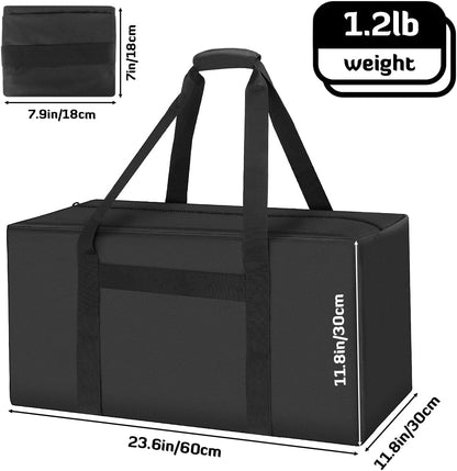 INFANZIA 24inch Sports Duffel Travel Bag, 56L Duffel Tote Bag with Upgrade Zipper, Water Resistant & Foldable Equipment Storage Bag for Camping Tent Tripod Fishing, 2PCS