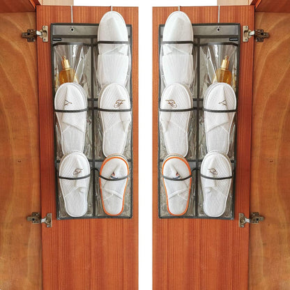 2 Packs Over The Door Hanging Closet Shoes Holder Organizer Shoe Storage Shoe Rack with 6 Pockets (Clear PVC Pockets)