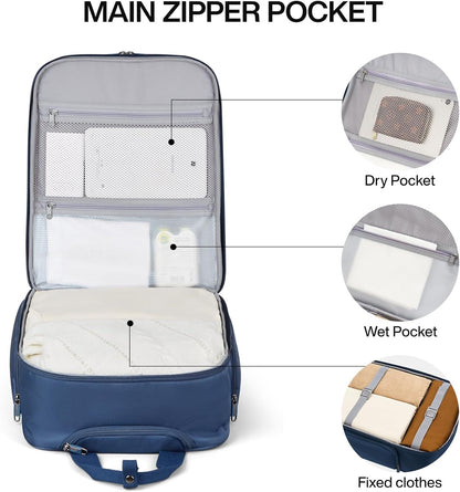 Hanke Softside Underseat Carry On Luggage with Wheels,Travel Luggage Rolling Bag Small Suitcase，Blue, Underseater 16-Inch